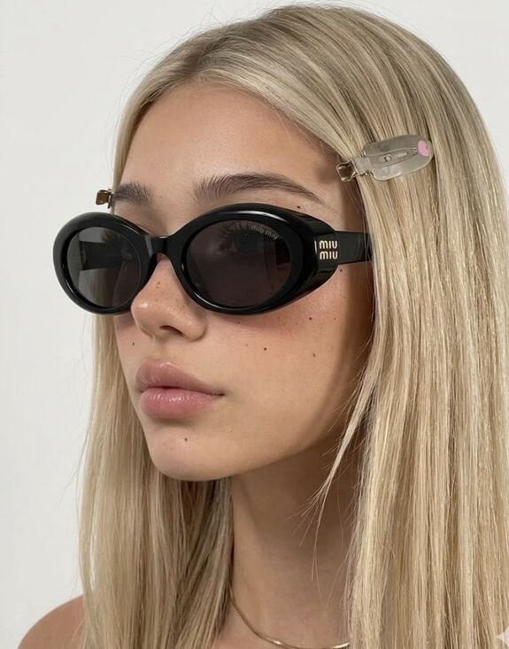 Miu Miu Accessories - MIU MIU MU B09S 16K08Z Black Gold Dark Grey Lens Women Sunglasses AUTHENTIC